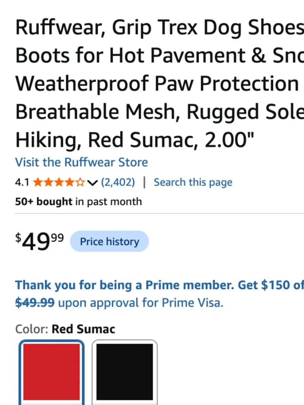 Pair of RuffWear Grip Trex Dog Shoes  Foot width: 2.25